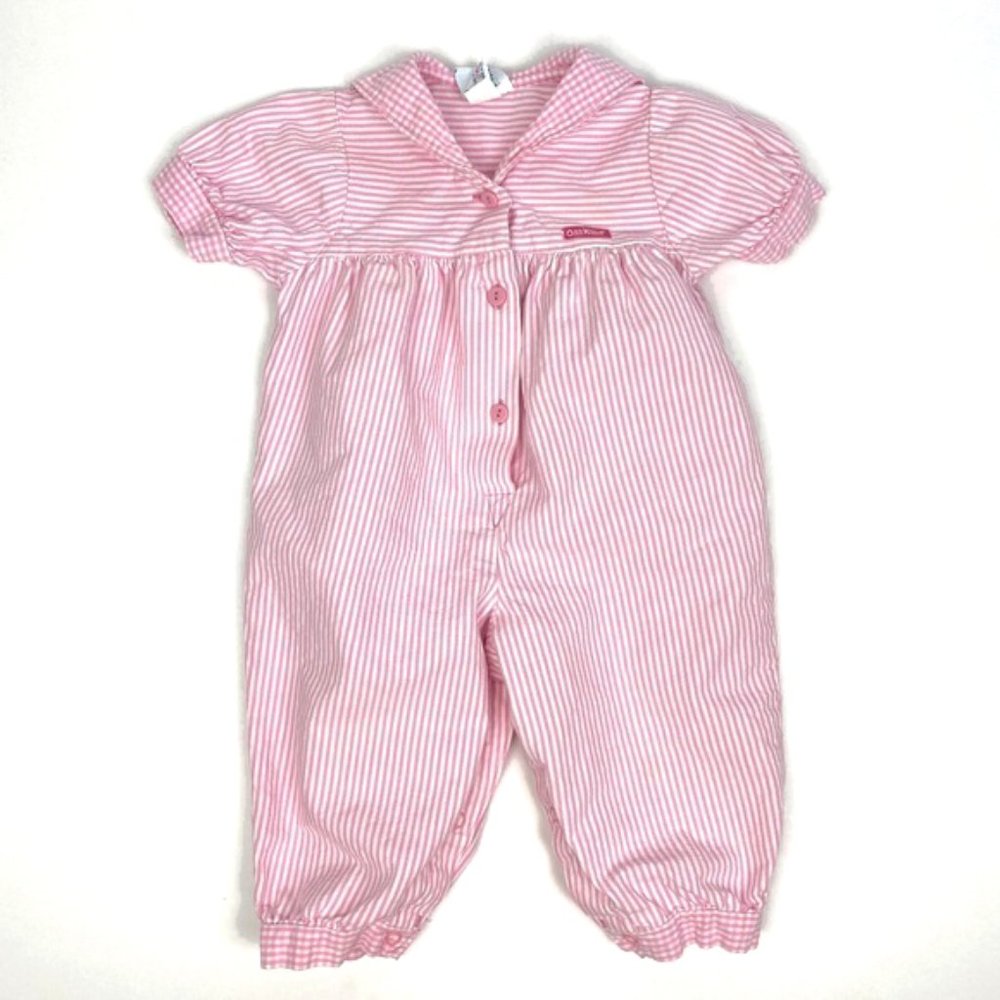 Vintage Oshkosh Pink Striped Romper (Rare!)